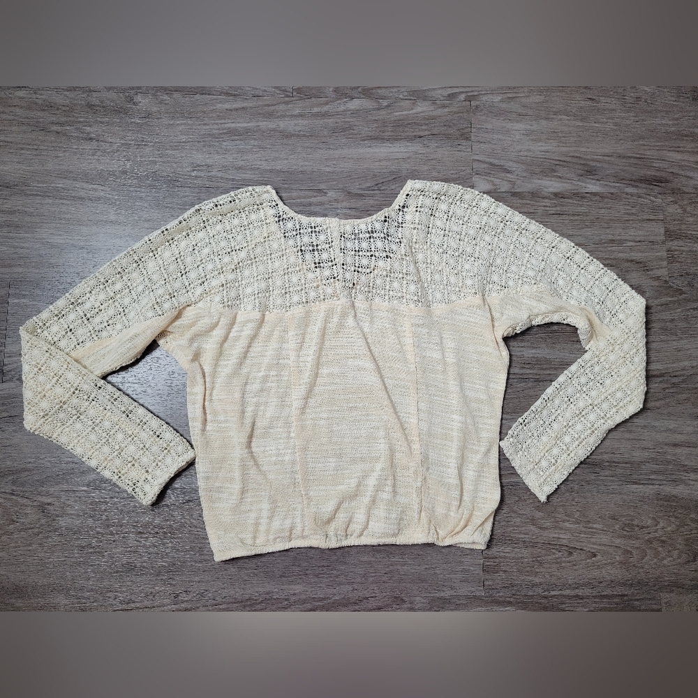 Anthropologie Meadow Rue Ivory Crocheted Lace Peasant Top SM - Picture 4 of 12